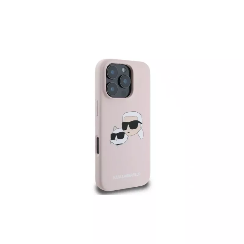 Karl Lagerfeld KLHMP16LSKCHPPLP iPhone 16 Pro 6,3 inch roze hardcase siliconen Double Heads print MagSafe