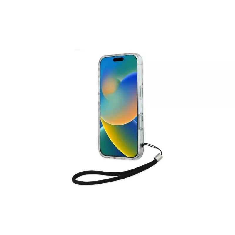 Karl Lagerfeld IML Zebra Pattern & Cord back cover voor Apple iPhone 16 - zwart
