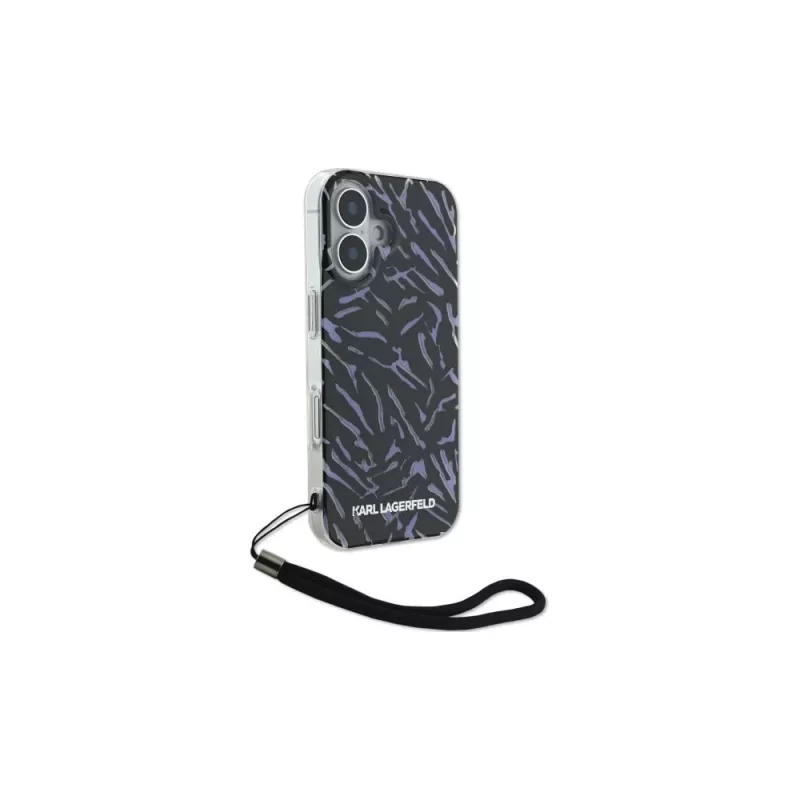 Karl Lagerfeld Zebra With Cord case voor iPhone 16 Plus (paars)