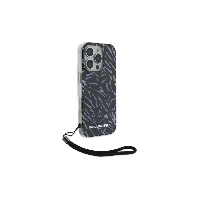 Karl Lagerfeld Zebra With Cord case voor iPhone 16 Pro, paars
