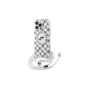 Karl Lagerfeld KLHMP16LHCKCKLCT iPhone 16 Pro 6,3 inch transparante hardcase IML Crossbody Monogram Karl & Choupette Head MagSafe