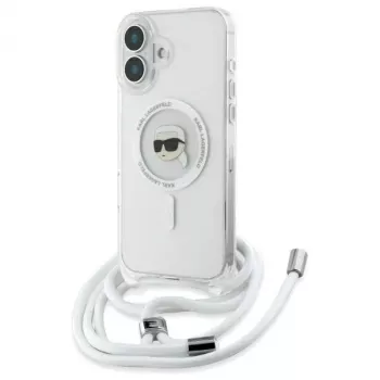 Karl Lagerfeld KLHMP16SHCKHNT iPhone 16 hardcase transparant Crossbody IML Karl Head MagSafe