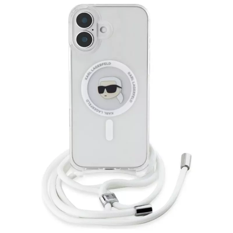 Karl Lagerfeld KLHMP16SHCKHNT iPhone 16 hardcase transparant Crossbody IML Karl Head MagSafe