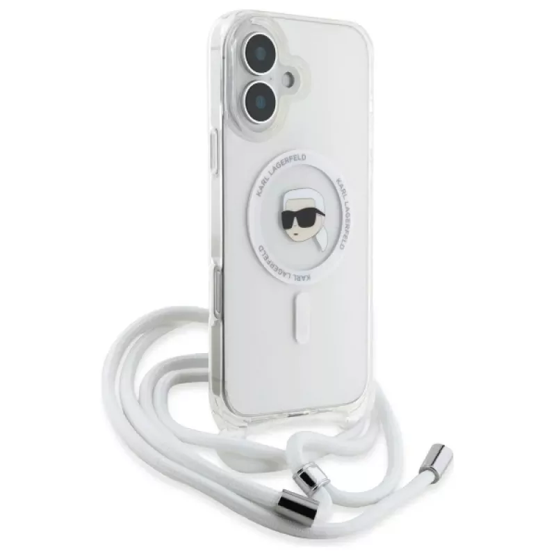 Karl Lagerfeld KLHMP16SHCKHNT iPhone 16 hardcase transparant Crossbody IML Karl Head MagSafe