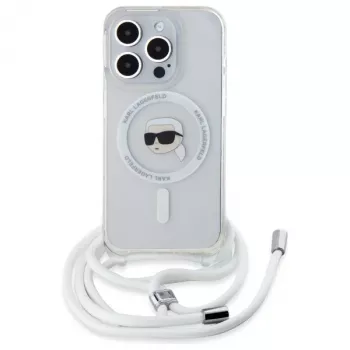 Karl Lagerfeld iPhone 16 Pro hardcase transparant Crossbody IML Karl Head MagSafe