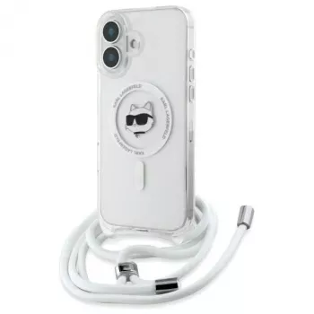 Karl Lagerfeld KLHMP16SHCCHNT iPhone 16 6.1 hardcase transparant IML Choupette Head & Cord MagSafe