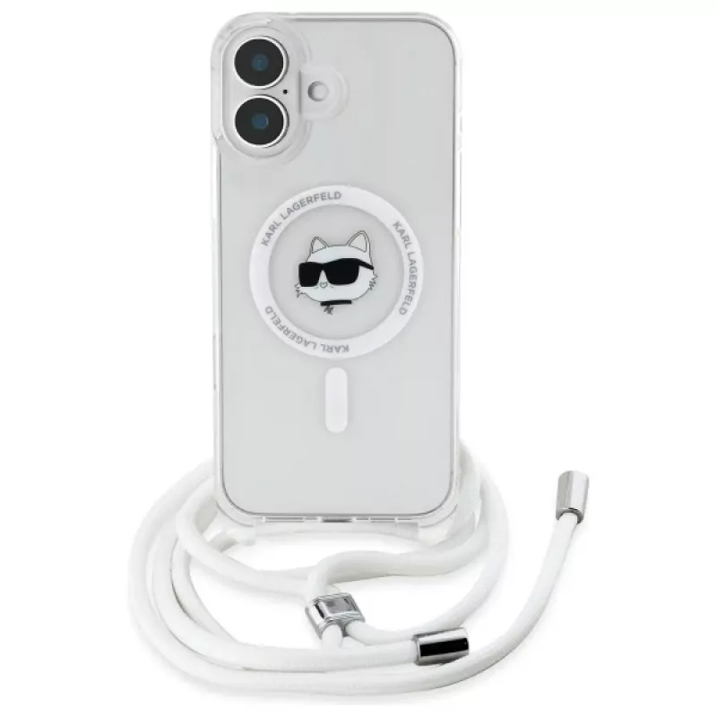 Karl Lagerfeld KLHMP16SHCCHNT iPhone 16 6.1 hardcase transparant IML Choupette Head & Cord MagSafe