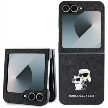 Karl Lagerfeld KLHCZF6SAPKCNPK Saffiano Metal Pin case voor Samsung Galaxy Z Flip6 / Z Flip7 FE, zwart