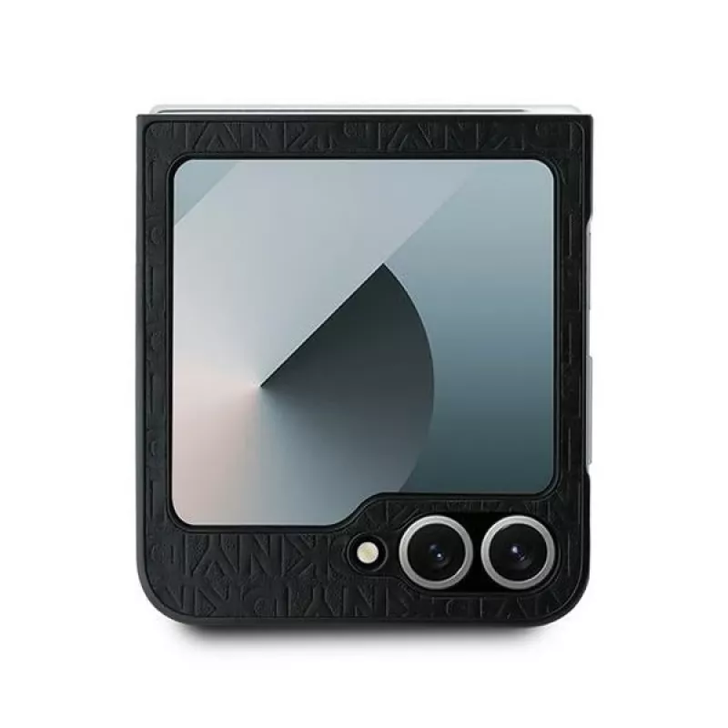 DKNY DKHCZF6PSHRPSK beschermhoes voor Samsung Galaxy Z Flip6 / Z Flip7 FE - zwart Repeat Pattern Stack Logo