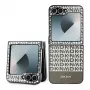 DKNY DKHCZF6PSOSPW beschermhoes voor Samsung Galaxy Z Flip 6 / Z Flip7 FE - bruin Repeat Pattern Bottom Stripe