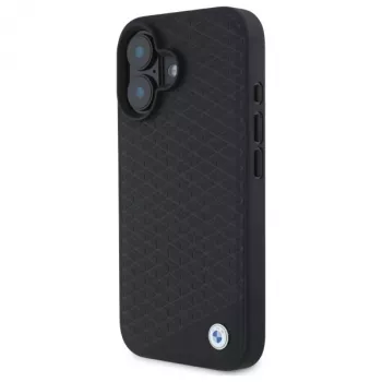 BMW BMHMP16S23RDDK iPhone 16 6,1 inch zwarte hardcase Sign Leather Diamond Metal Logo MagSafe