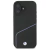 BMW Sign Leather Textured And Line MagSafe hardcase voor Apple iPhone 16 6,1 inch - zwart