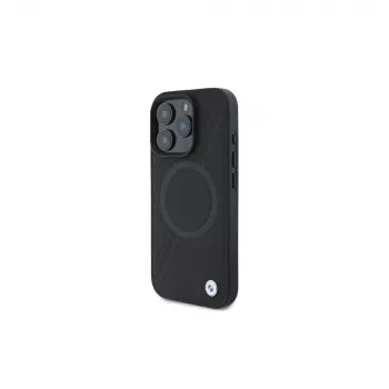 BMW BMHMP16L23RTPK iPhone 16 Pro 6,3 zwart Hardcase Sign Leather Half Textured And Circle MagSafe