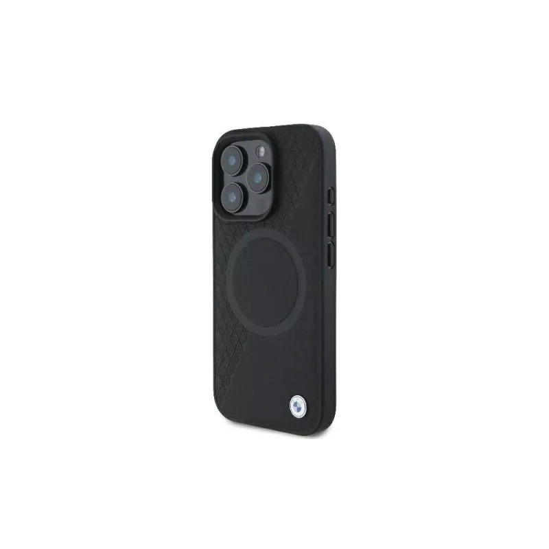 BMW BMHMP16L23RTPK iPhone 16 Pro 6,3 zwart Hardcase Sign Leather Half Textured And Circle MagSafe
