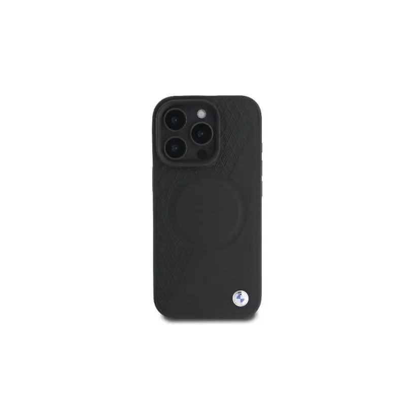 BMW BMHMP16L23RTPK iPhone 16 Pro 6,3 zwart Hardcase Sign Leather Half Textured And Circle MagSafe