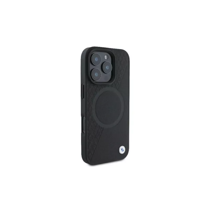BMW BMHMP16L23RTPK iPhone 16 Pro 6,3 zwart Hardcase Sign Leather Half Textured And Circle MagSafe