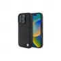 BMW Sign Leather Crossing Lines Pattern Hard Case voor Apple iPhone 16 Pro 6,3 inch zwart