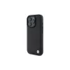BMW Sign Leather Crossing Lines Pattern Hard Case voor Apple iPhone 16 Pro 6,3 inch zwart
