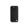 BMW Sign Leather Crossing Lines Pattern Hard Case voor Apple iPhone 16 Pro 6,3 inch zwart