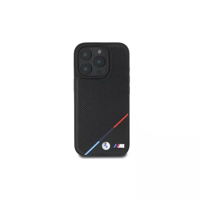 BMW M Perforated Tricolor Line Hardcase voor iPhone 16 Pro 6,3 inch - zwart MagSafe
