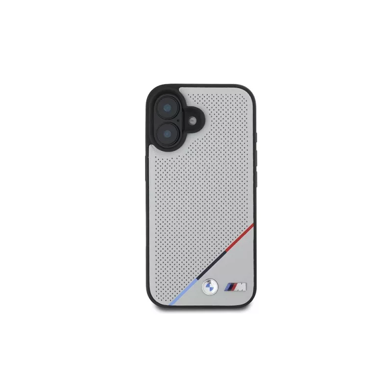 BMW M Perforated Tricolor Line MagSafe hardcase voor Apple iPhone 16 6,1 inch - grijs