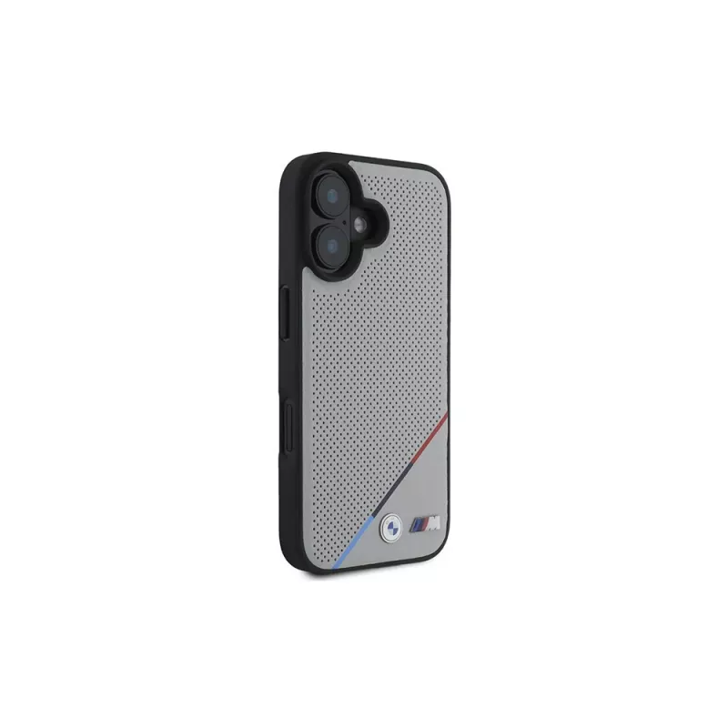 BMW M Perforated Tricolor Line MagSafe hardcase voor Apple iPhone 16 6,1 inch - grijs