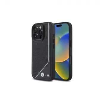 BMW M Perforated Twisted Line MagSafe Hard Case voor iPhone 16 Pro (6,3 inch) - zwart