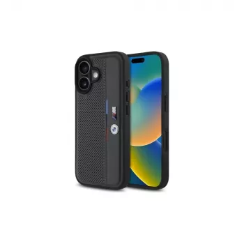 BMW BMHCP16S23PUPVA iPhone 16 6,1 antraciet Hardcase M Perforated Tricolor Detail Line
