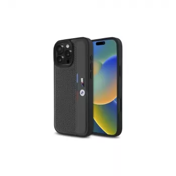 BMW M Perforated Tricolor Detail Line Hard Case voor Apple iPhone 16 Pro Max 6,9 inch - Antraciet