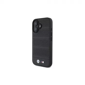 BMW M Collection Perforated and Stitched Line Hard Case voor iPhone 16 6,1 inch - Zwart