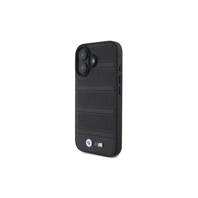 BMW M Collection Perforated and Stitched Line Hard Case voor iPhone 16 6,1 inch - Zwart