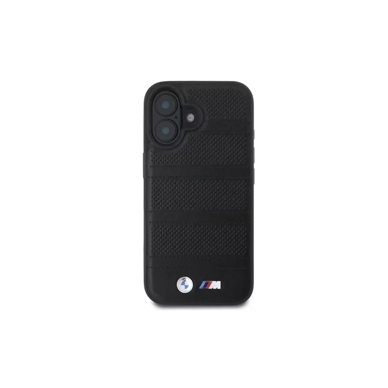 BMW M Collection Perforated and Stitched Line Hard Case voor iPhone 16 6,1 inch - Zwart