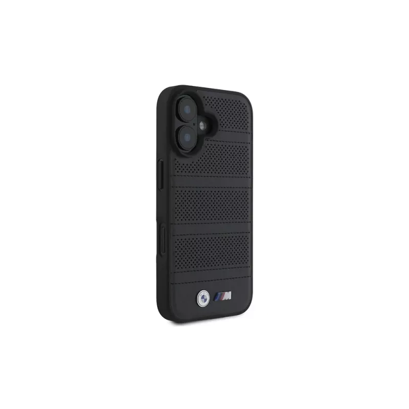BMW M Collection Perforated and Stitched Line Hard Case voor iPhone 16 6,1 inch - Zwart
