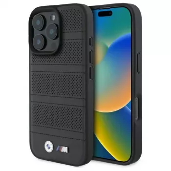 BMW M Perforated And Stitched Line MagSafe Hard Case voor iPhone 16 Pro Max 6,9 zwart