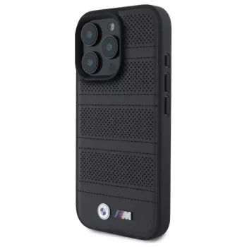 BMW M Perforated And Stitched Line MagSafe Hard Case voor iPhone 16 Pro Max 6,9 zwart