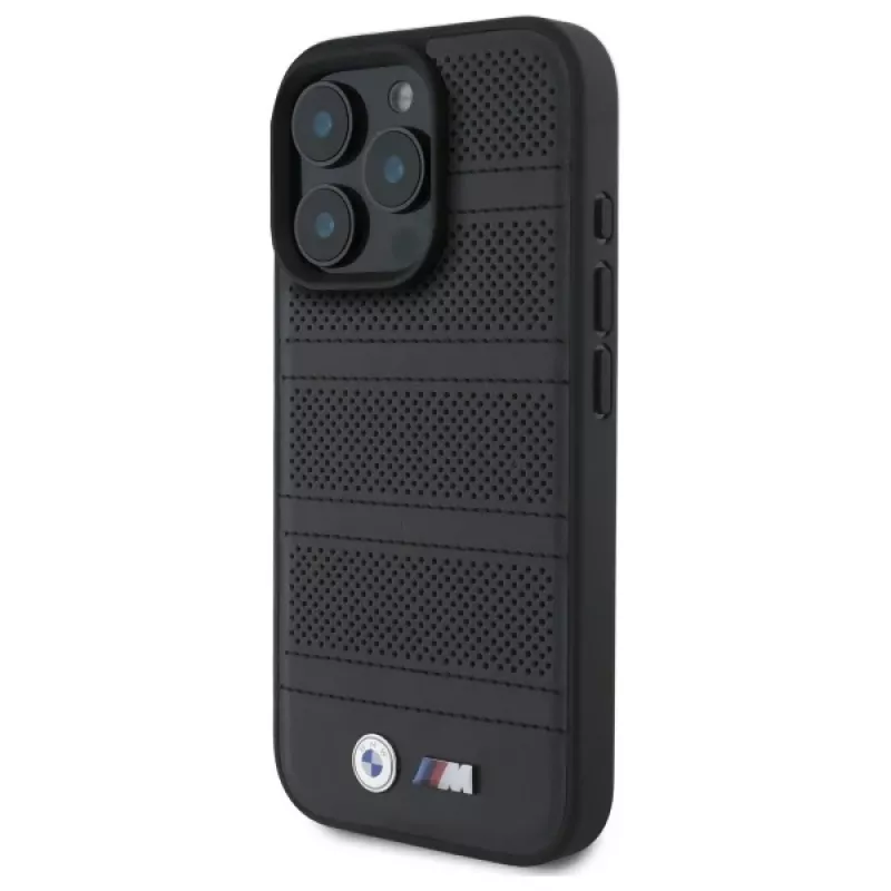 BMW M Perforated And Stitched Line MagSafe Hard Case voor iPhone 16 Pro Max 6,9 zwart