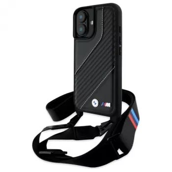 BMW BMHCP16M23PSCCK iPhone 16 Plus 6,7 zwart Hardcase M Edition Carbon Stripe & Strap