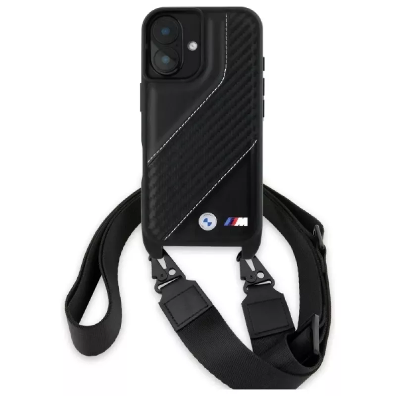 BMW BMHCP16M23PSCCK iPhone 16 Plus 6,7 zwart Hardcase M Edition Carbon Stripe & Strap