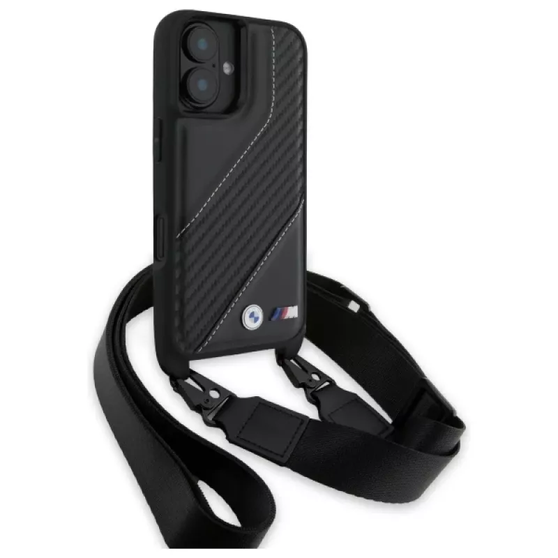 BMW BMHCP16M23PSCCK iPhone 16 Plus 6,7 zwart Hardcase M Edition Carbon Stripe & Strap