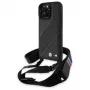 BMW M Edition Carbon Stripe & Strap Hard Case voor Apple iPhone 16 Pro Max 6,9 inch zwart