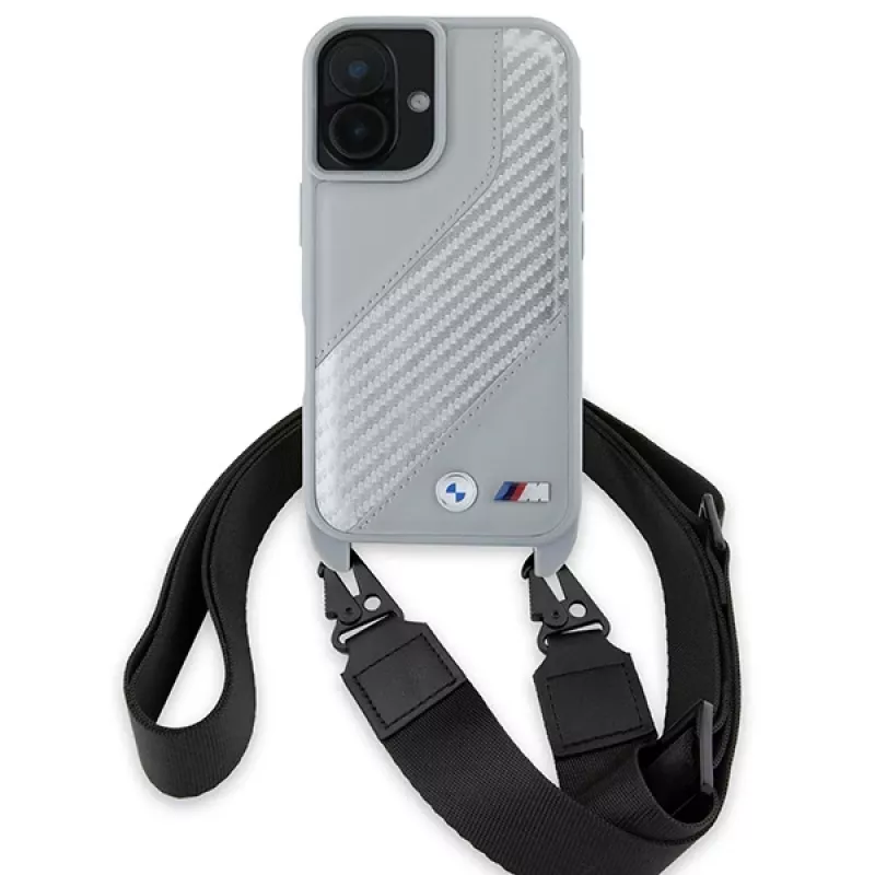 BMW BMHCP16S23PSCCG iPhone 16 6,1 inch Grijs Hardcase M Edition Carbon Stripe & Strap