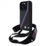 BMW M Edition Carbon Tricolor Lines & Strap Hard Case voor iPhone 16 Pro 6,3 zwart