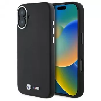 BMW M Collection Smooth Full Wrapped Metal MagSafe Hard Case voor iPhone 16 Plus 6,7 inch - Zwart