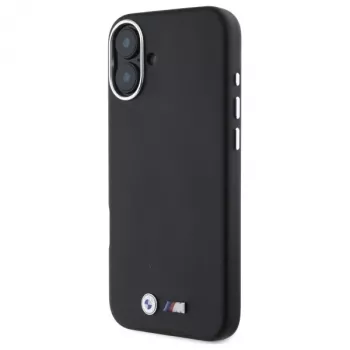 BMW M Collection Smooth Full Wrapped Metal MagSafe Hard Case voor iPhone 16 Plus 6,7 inch - Zwart
