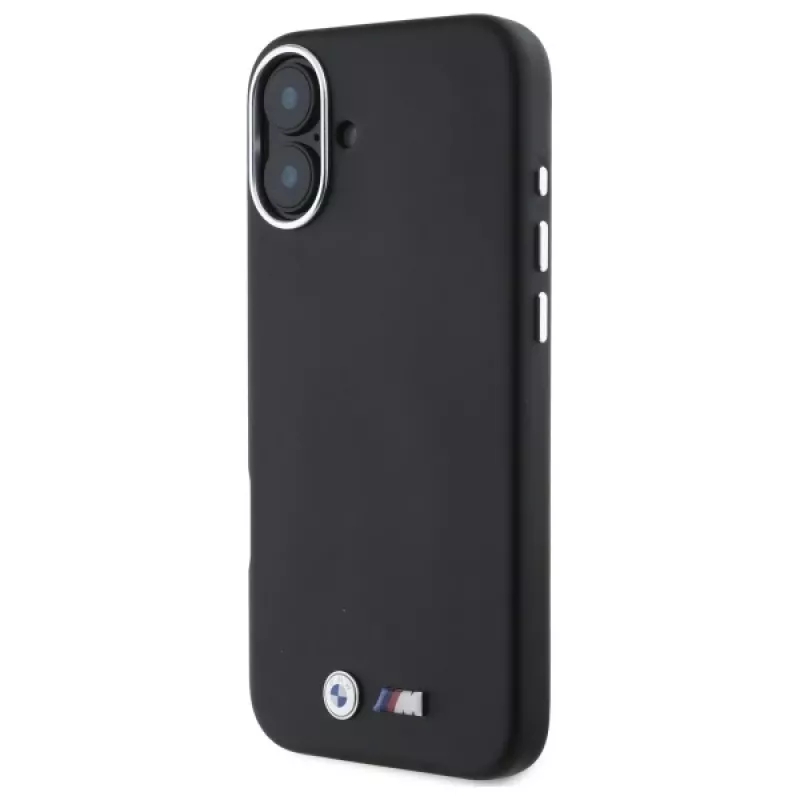 BMW M Collection Smooth Full Wrapped Metal MagSafe Hard Case voor iPhone 16 Plus 6,7 inch - Zwart