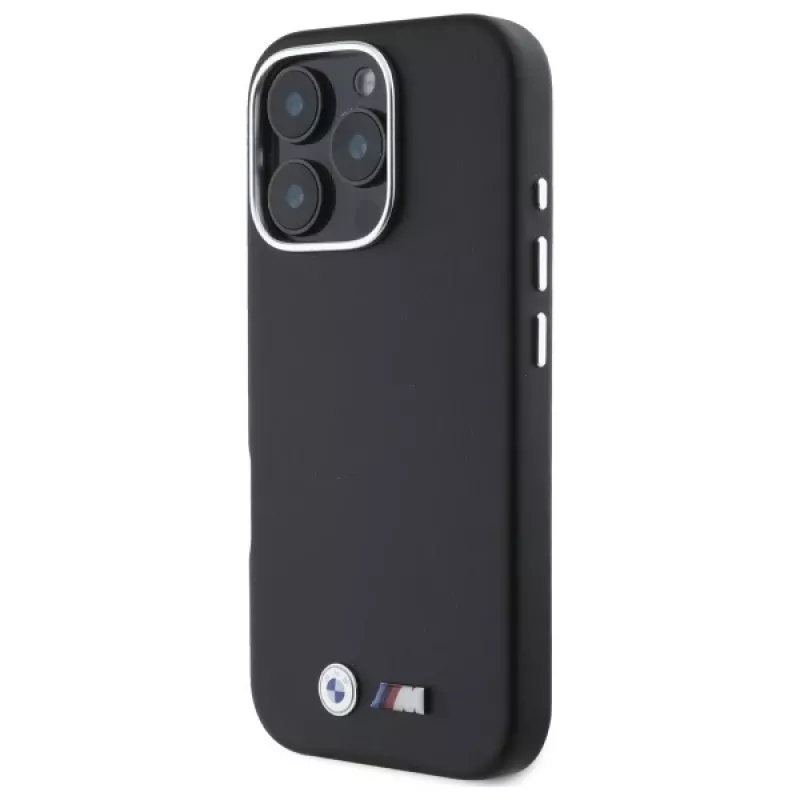 BMW M Smooth Full Wrapped Metal MagSafe Hard Case voor Apple iPhone 16 Pro Max 6,9 inch zwart