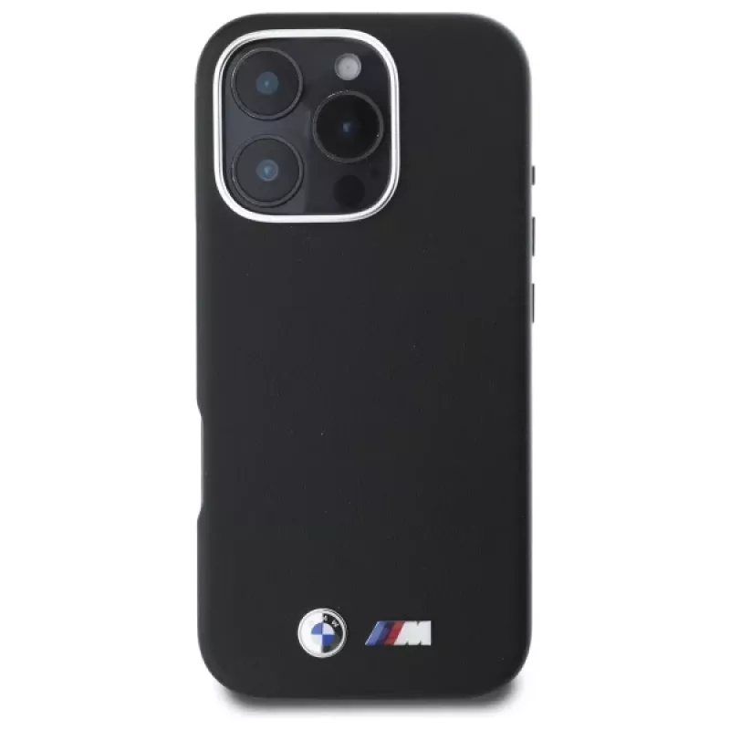 BMW M Smooth Full Wrapped Metal MagSafe Hard Case voor Apple iPhone 16 Pro Max 6,9 inch zwart