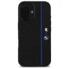 BMW BMHMP16S23SHEB iPhone 16 6,1 inch zwarte siliconen hardcase Hexagon Blue Line MagSafe