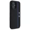 BMW BMHMP16S23SHEB iPhone 16 6,1 inch zwarte siliconen hardcase Hexagon Blue Line MagSafe