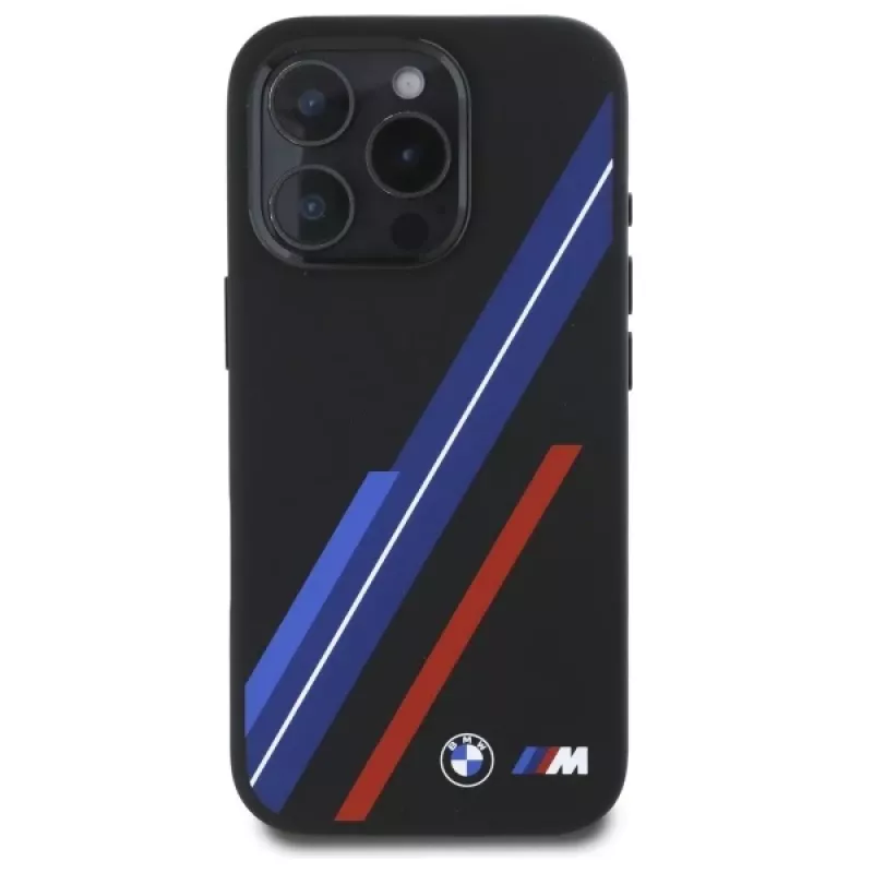 BMW BMHMP16X23SSPK Hardcase siliconen MagSafe Case voor iPhone 16 Pro Max 6,9 inch zwart Random Lines